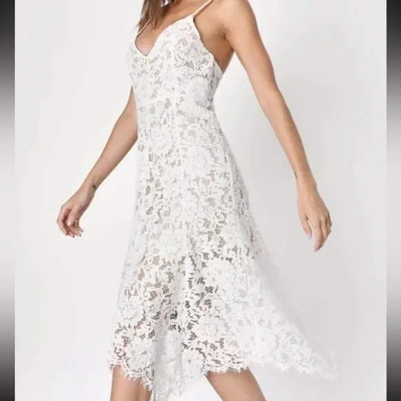 Lulus One Wish White Lace V Neck Midi Dress Size Small Lulus One Wish White Lace V Neck Midi Dress Size Small